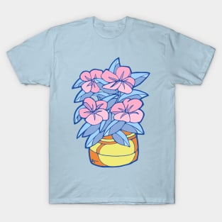 Blue and Pink Yellow Pot Plant T-Shirt